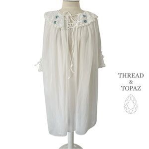 Vintage 60s Bridal Nightgown and Robe Negligée Set White Large